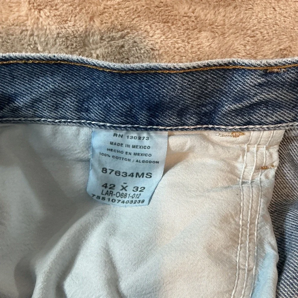 Rustler‎ Mens Straight Leg Denim Jeans Medium Wash Workwear Blue 42x32